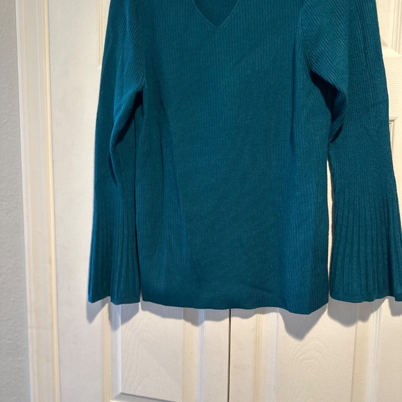Chico’s cutout turtleneck teal sweater - Picture 2 of 3